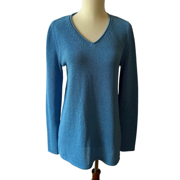 J MCLAUGHLIN CALLUM SWEATER S V NECK HAVANA KNIT YARN RELAXED CASUAL COASTAL - Picture 2 of 12